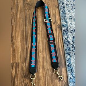 Marc Jacobs Black and Blue Purse Strap with Red Lettering